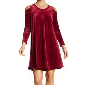 The Vanity Room red velvet cold shoulder dress